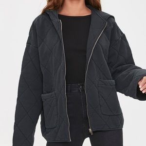 Forever 21 Black Quilted Hooded jacket